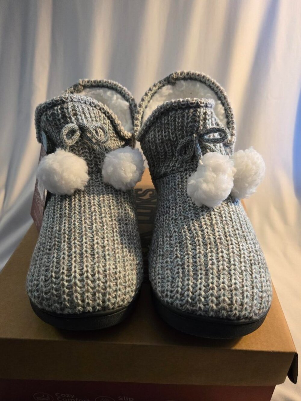 Muk LUK Boot Cable Knit 2 Way Ankle Boot Blue White L 9-10
